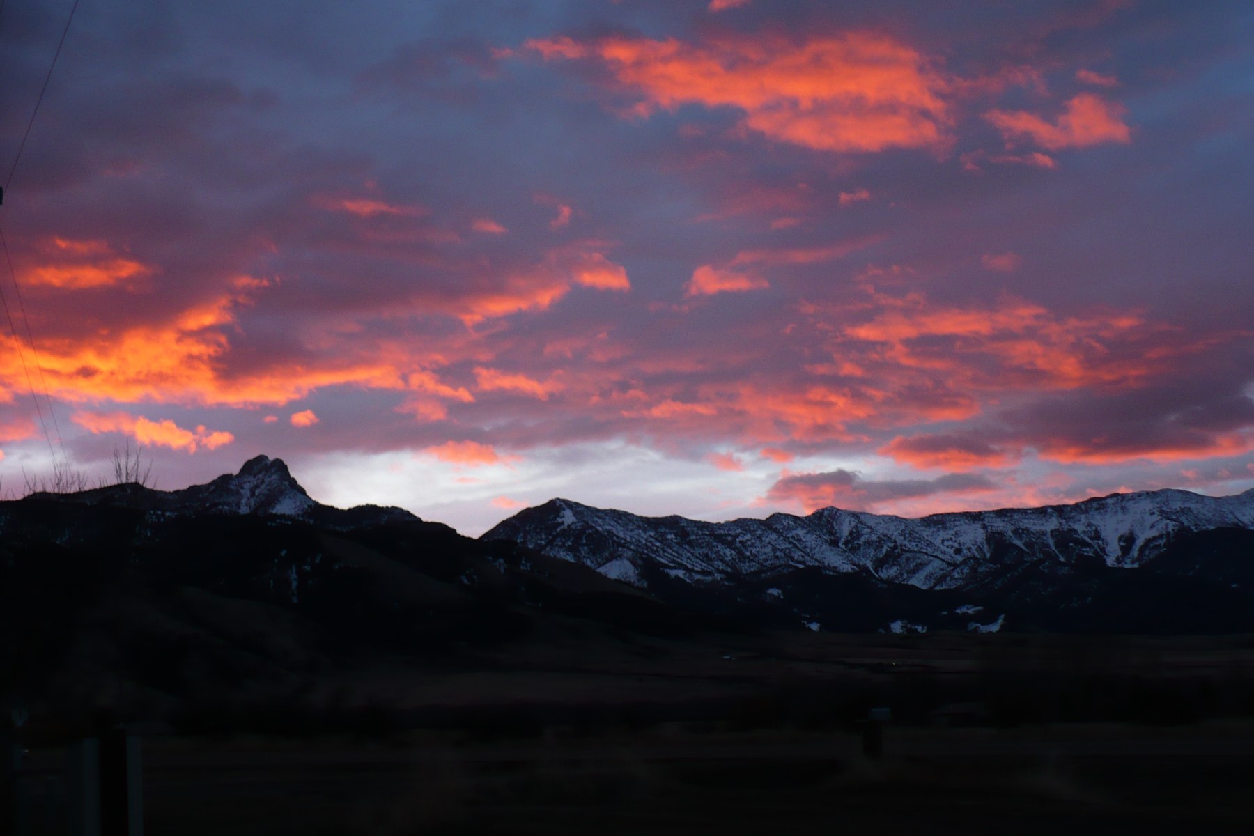 The Bridger Mountains glowing at sunset near Bozeman